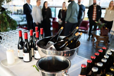 Guests at an evening corporate reception.